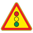 Дорожный знак 1.8 «Светофорное регулирование» (временный) (металл 0,8 мм, IV типоразмер: сторона 1500 мм, С/О пленка: тип Б высокоинтенсив.)